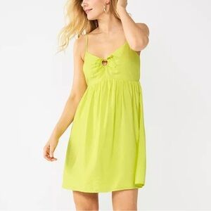 Nine West Bright Summer Yellow Strappy Babydoll Sun Dress Woman XL